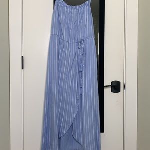 Blue and White A-Line striped Sundress